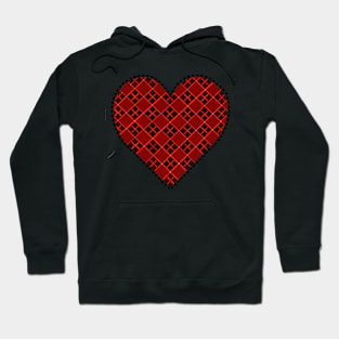 Red Heart with Patterns and Dots Hoodie